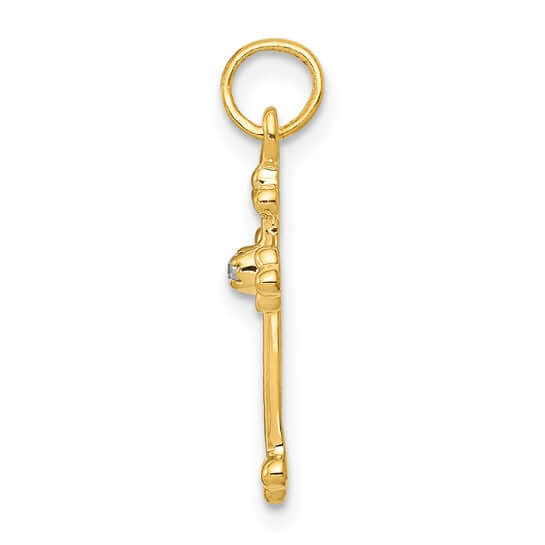 14k Gold Plated Small Diamond Budded Cross Pendant