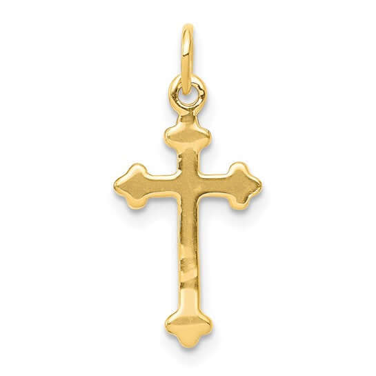 14k Gold Plated Small Diamond Budded Cross Pendant