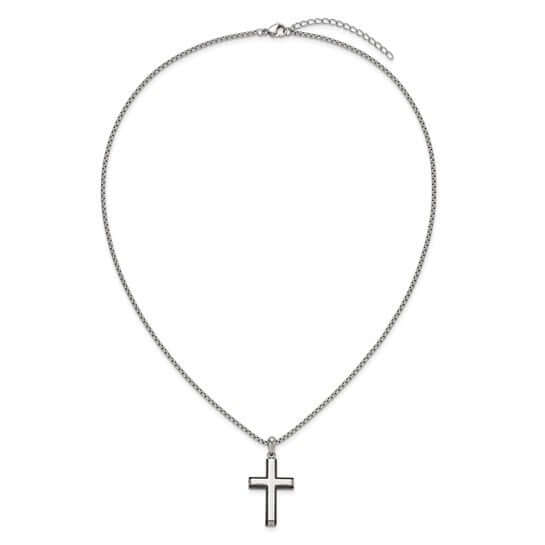 Engravable Silver Cross Pendant With Chain