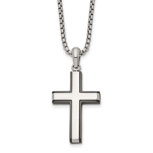 Engravable Silver Cross Pendant With Chain