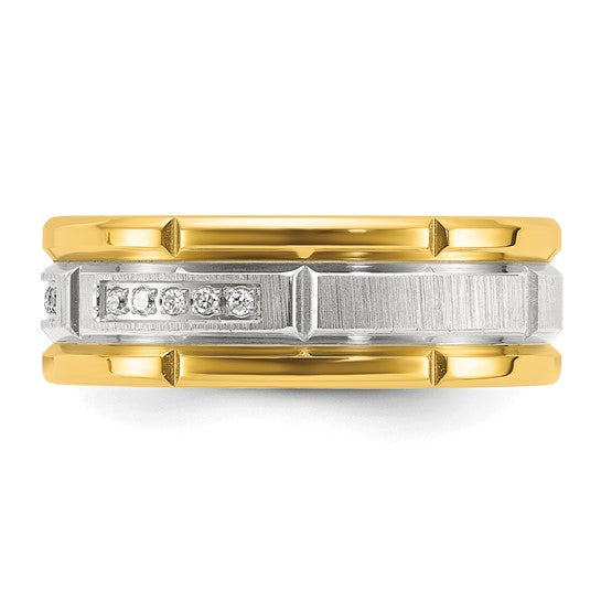 Titanium Polished with Brushed Center Yellow CZ 8mm Band