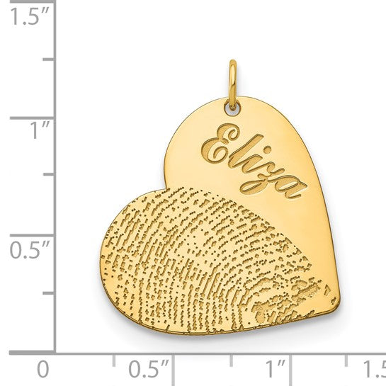 Sterling Silver/Gold-plated Name and Fingerprint Heart Charm