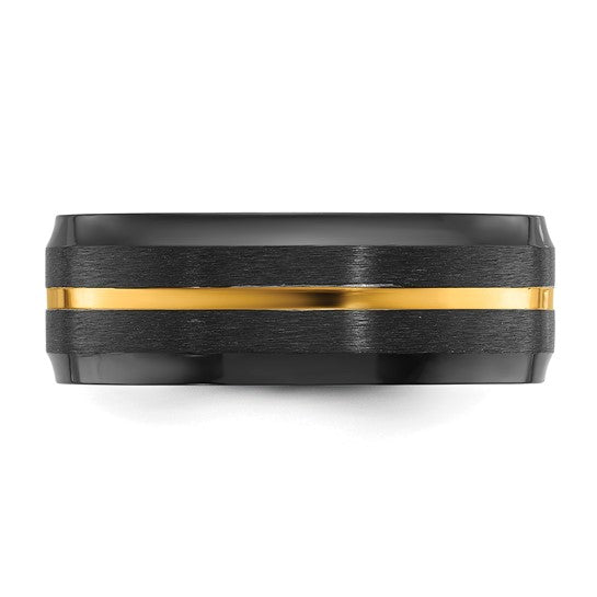 Engravable Black Zirconium Brushed 8mm Band