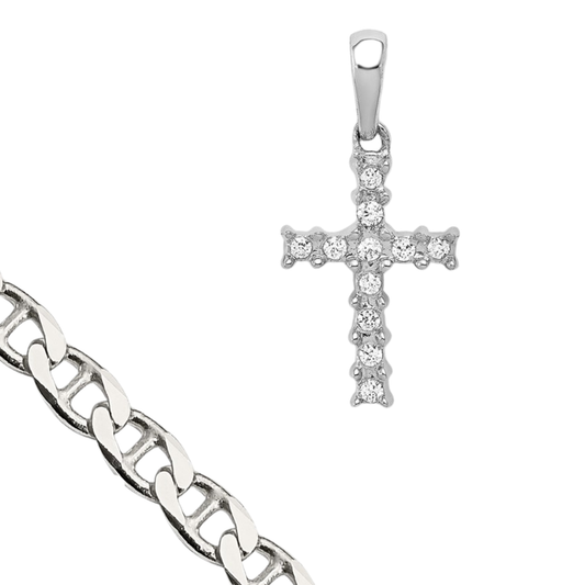 Chain and Diamond Cross Pendant