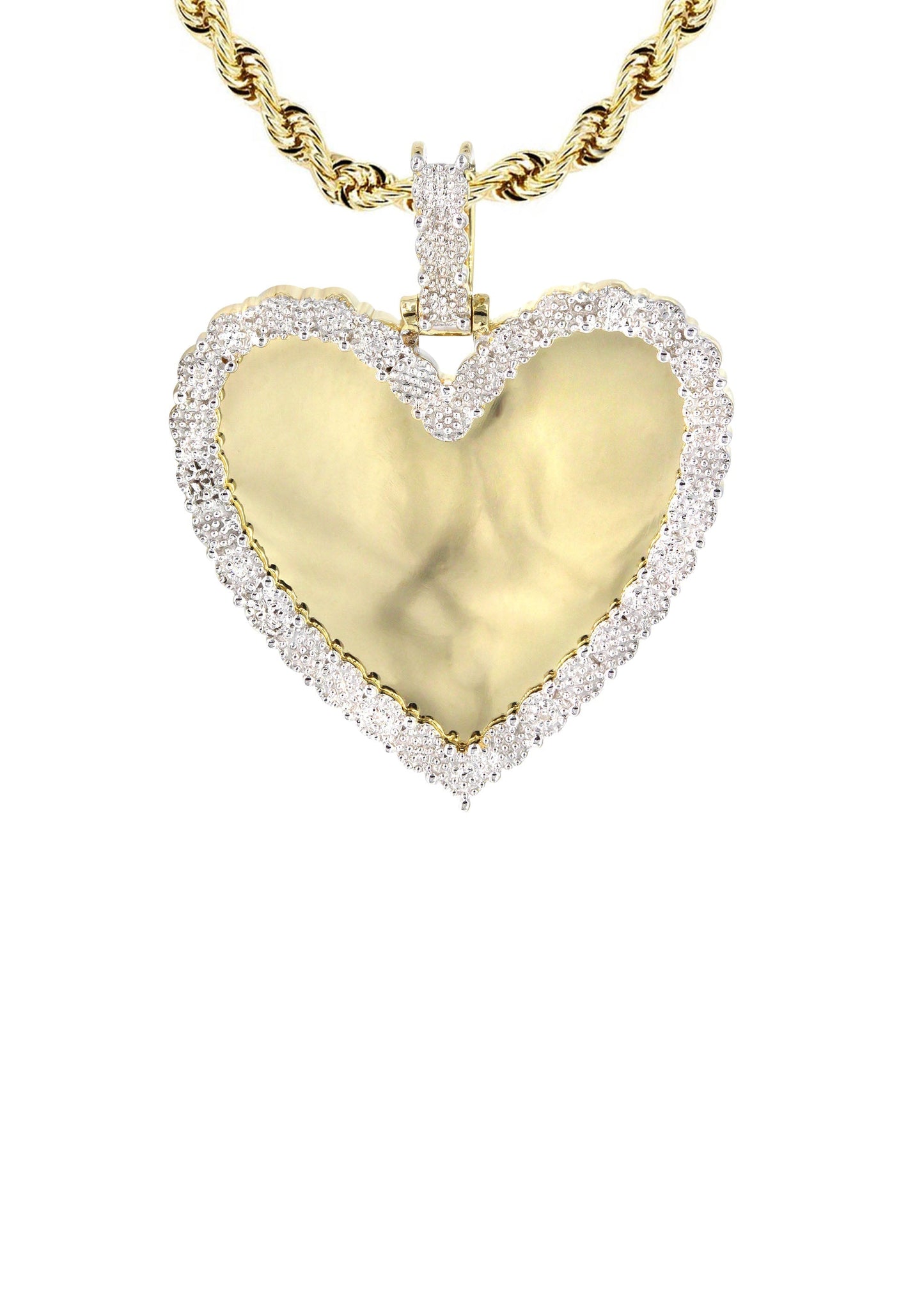 10K Yellow Gold Small Diamond Heart Picture Pendant