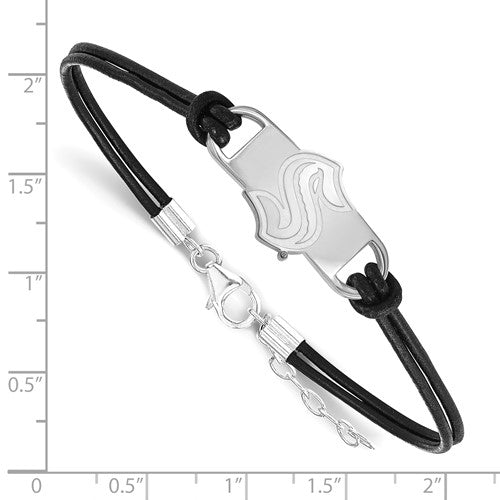 Leather Rope Sterling Silver Logo Bracelet