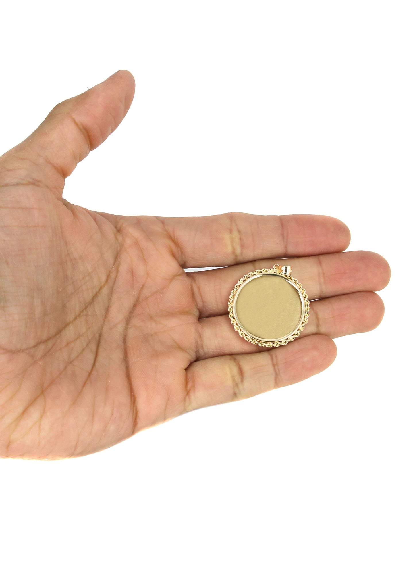 14K Yellow Gold Round Picture Pendant