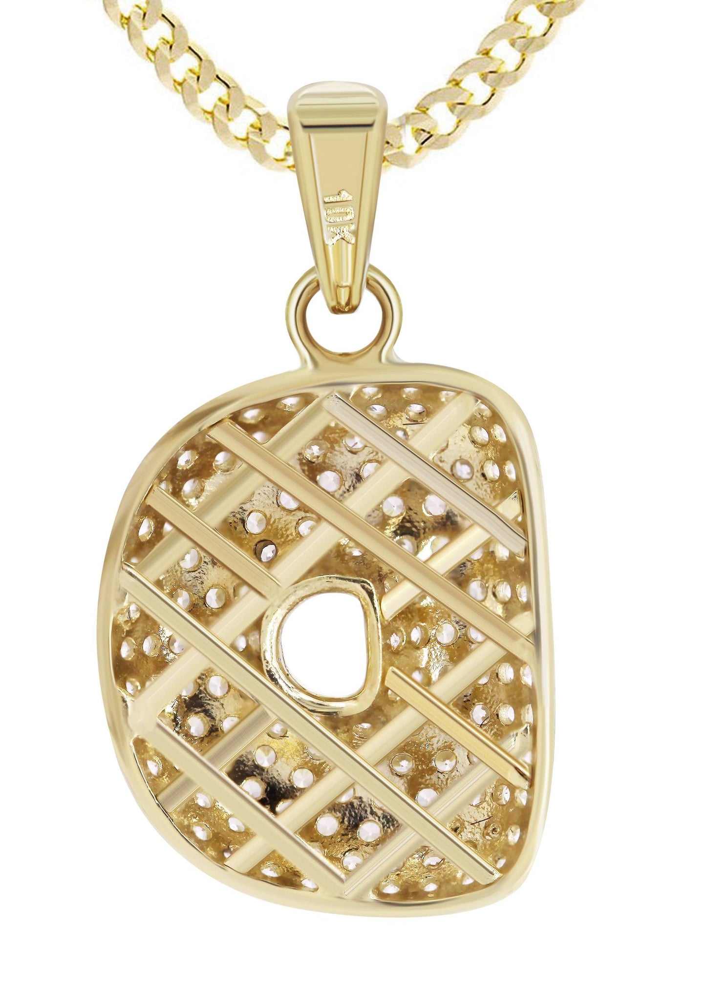 10K Yellow Gold Bubble Letter "D" CZ Pendant