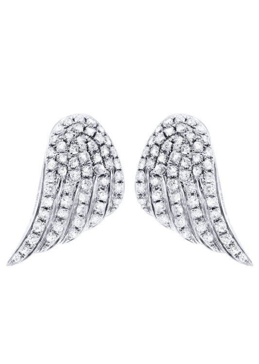 Angel Diamond Earrings For Men |  14K White Gold  | 0.89 Carats