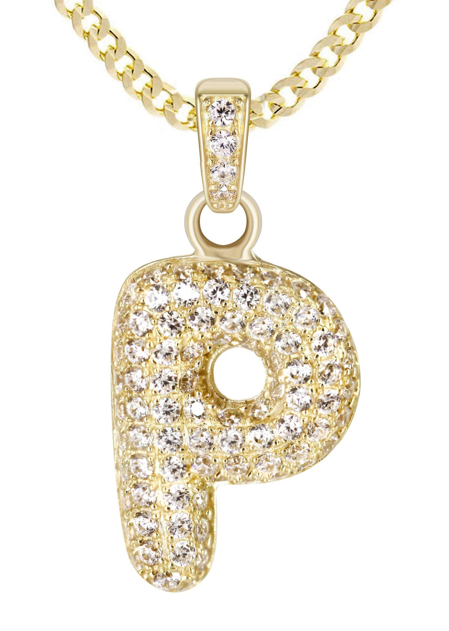 10K Yellow Gold Bubble Letter "P" CZ Pendant | Appx. 1.7 Grams