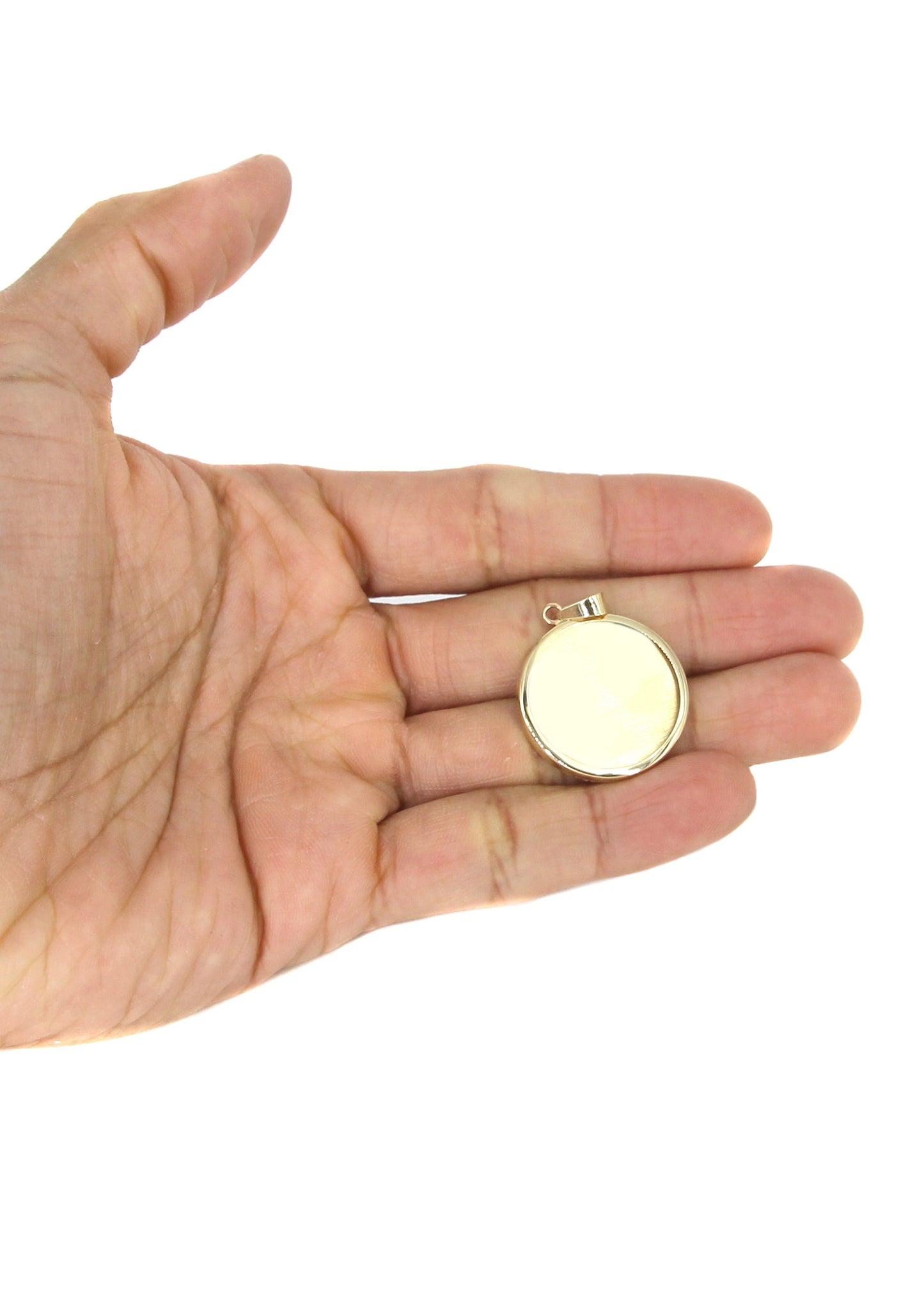 14K Yellow Gold Round Picture Pendant | Appx. 1 Inch