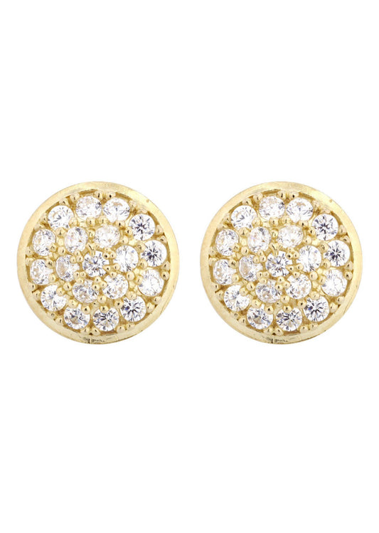 Circle Cz 10K Yellow Gold Earrings | Appx 1/2 Inches Wide