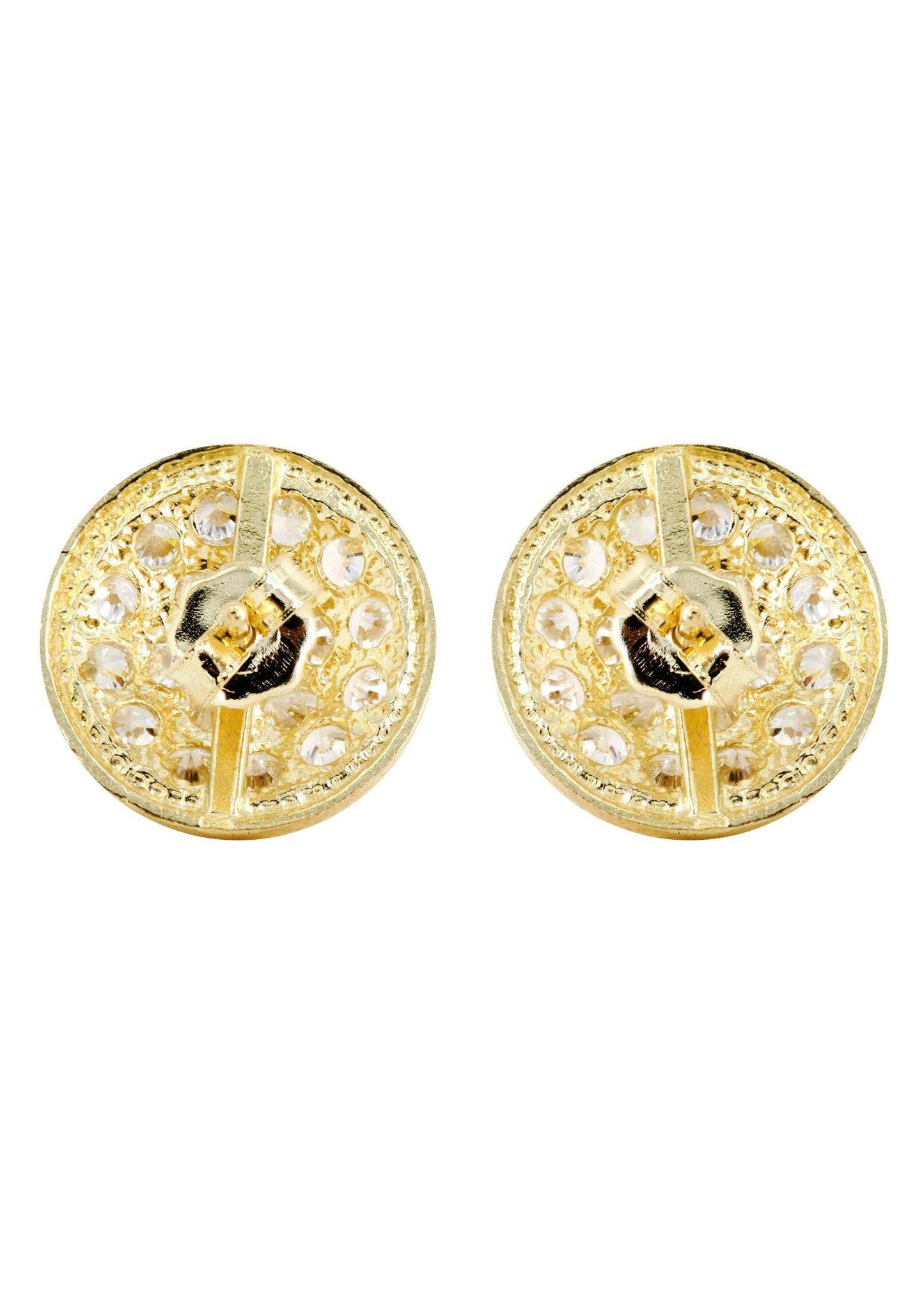 Circle Cz 10K Yellow Gold Earrings | Appx 1/2 Inches Wide