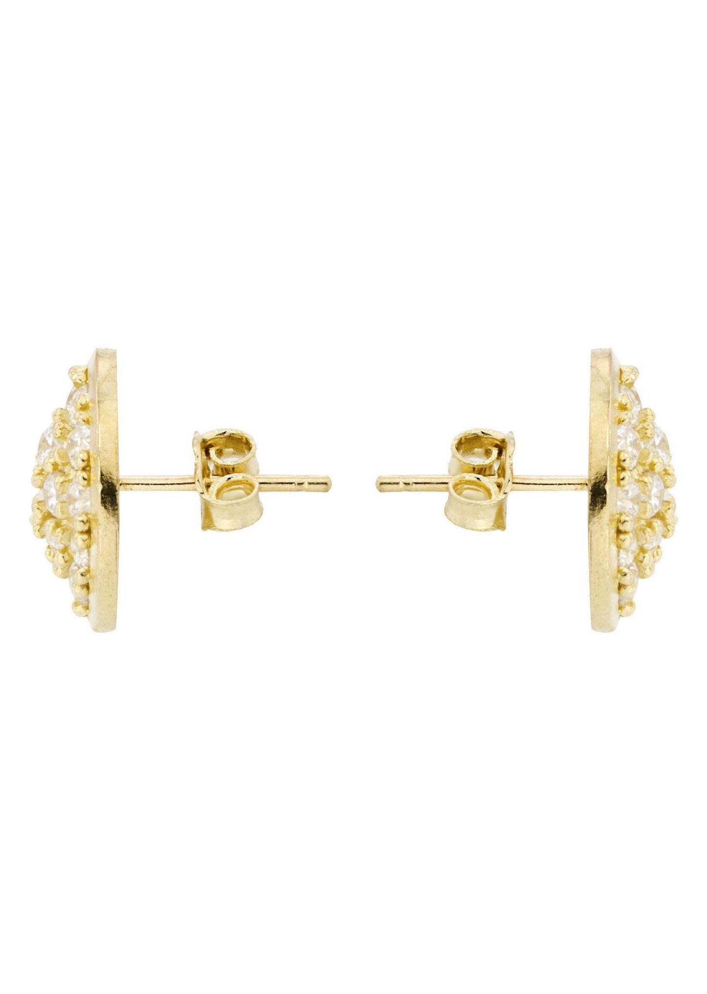 Circle Cz 10K Yellow Gold Earrings | Appx 1/2 Inches Wide