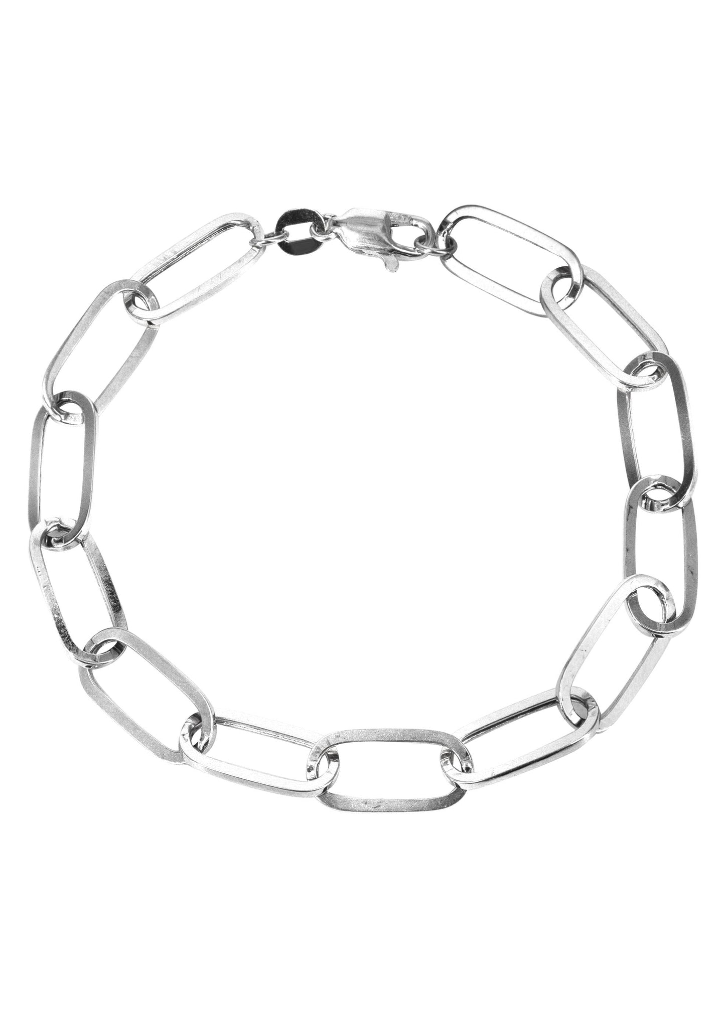 Hollow Paper Clip White Gold Bracelet 14K - The Diamond Traphouse