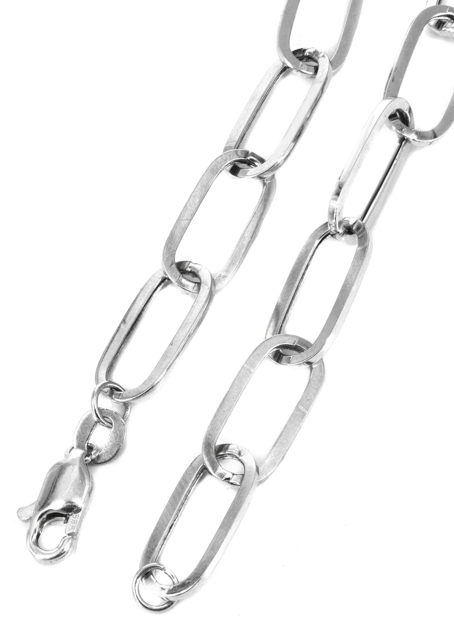 Hollow Paper Clip White Gold Bracelet 14K - The Diamond Traphouse