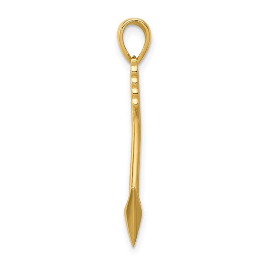 14K Gold Polished 3D Arrow Pendant