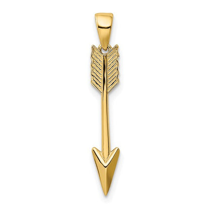 14K Gold Polished 3D Arrow Pendant