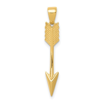 14K Gold Polished 3D Arrow Pendant