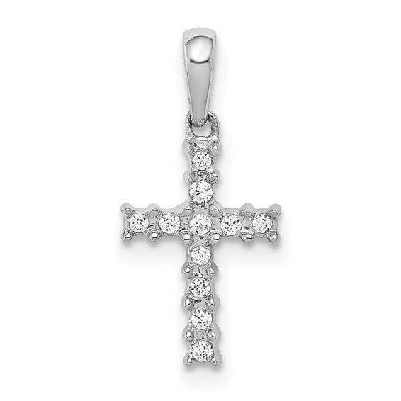 14k White Gold 1/20ct. Diamond Latin Cross Pendant