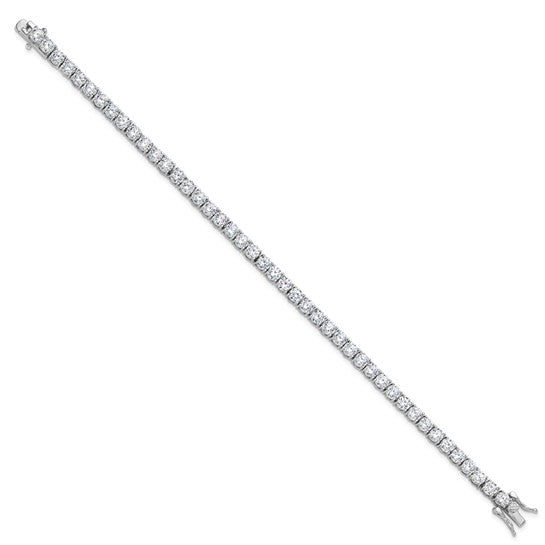 CZ 4mm Round Sterling Silver Tennis Bracelets | 7 in