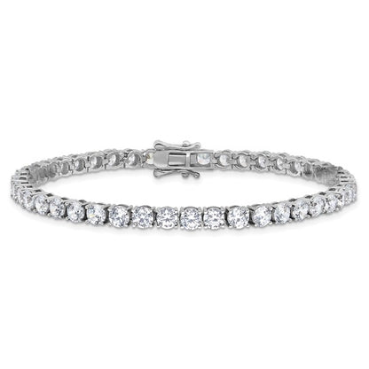 CZ 4mm Round Sterling Silver Tennis Bracelets | 7 in