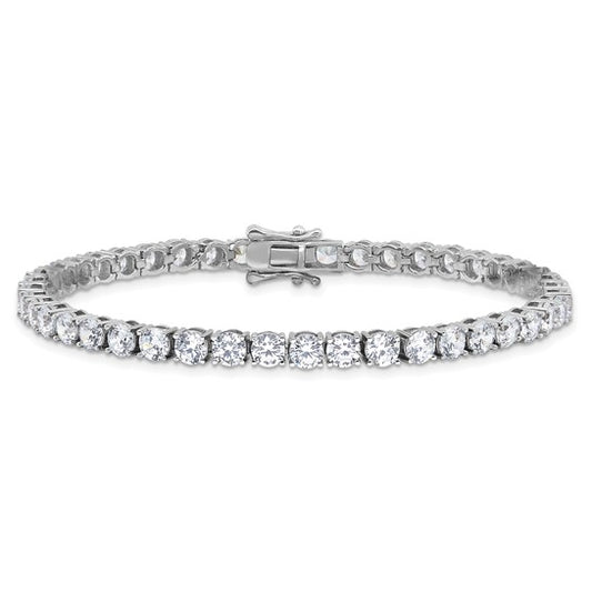 CZ 4mm Round Sterling Silver Tennis Bracelets | 7 in