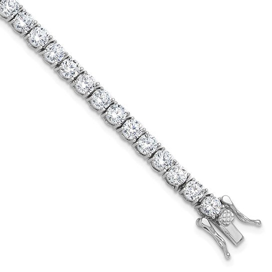 CZ 4mm Round Sterling Silver Tennis Bracelets | 7 in