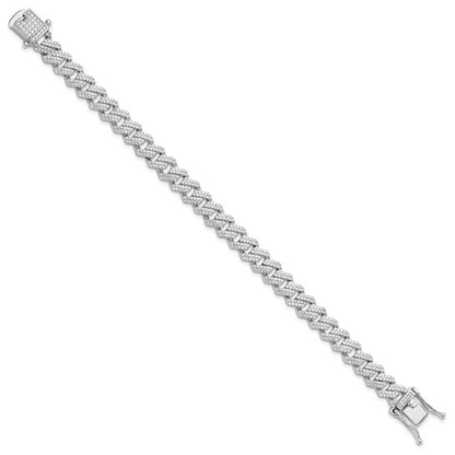 Sterling Silver Micro Pavé CZ Monaco Link Bracelet