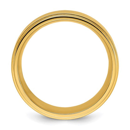 Engravable Polished 14k Gold Plated Brushed Center 8mm Band