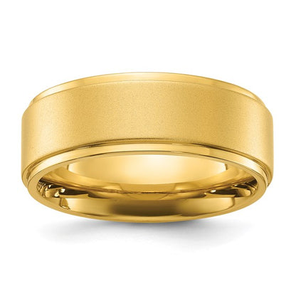 Engravable Polished 14k Gold Plated Brushed Center 8mm Band