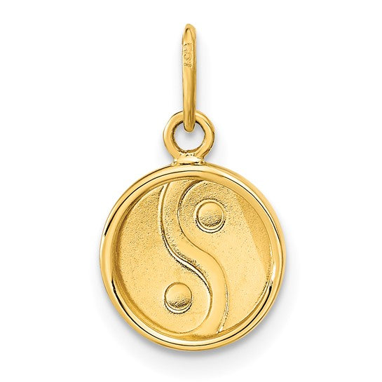 14K Polished Black/White Enamel Yin and Yang Pendant