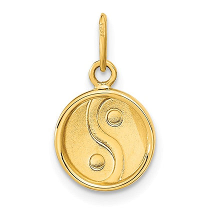 14K Polished Black/White Enamel Yin and Yang Pendant