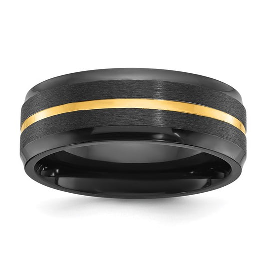 Engravable Black Zirconium Brushed 8mm Band