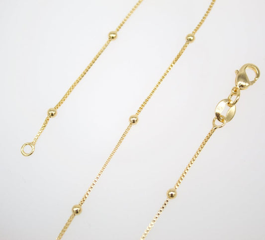 18K Gold Filled Box Chain With Gold Ball