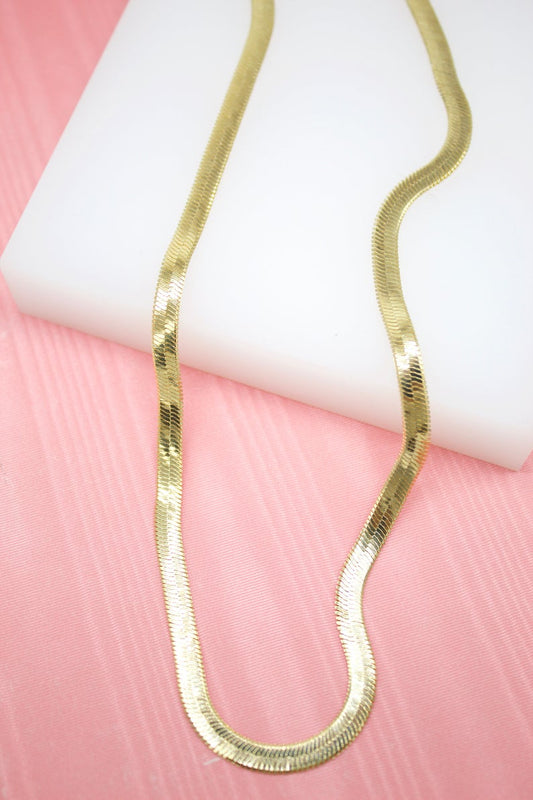 18K Gold Filled 4mm Herringbone Snake Chain