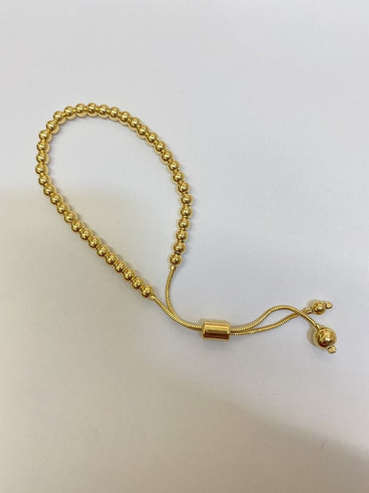 18K Gold Bead Adjustable Bracelet