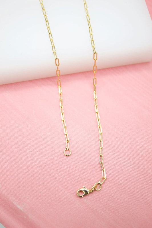 18K Gold Filled 2mm Dainty Paper Clip Chain