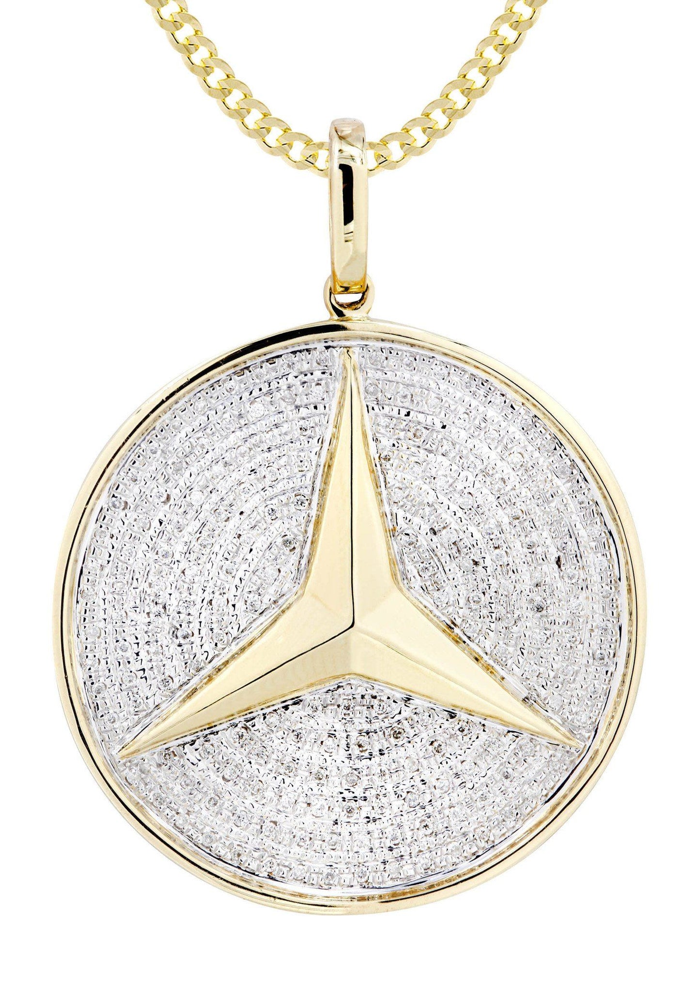 10K Yellow Gold Circle Pendant Diamond Pendant