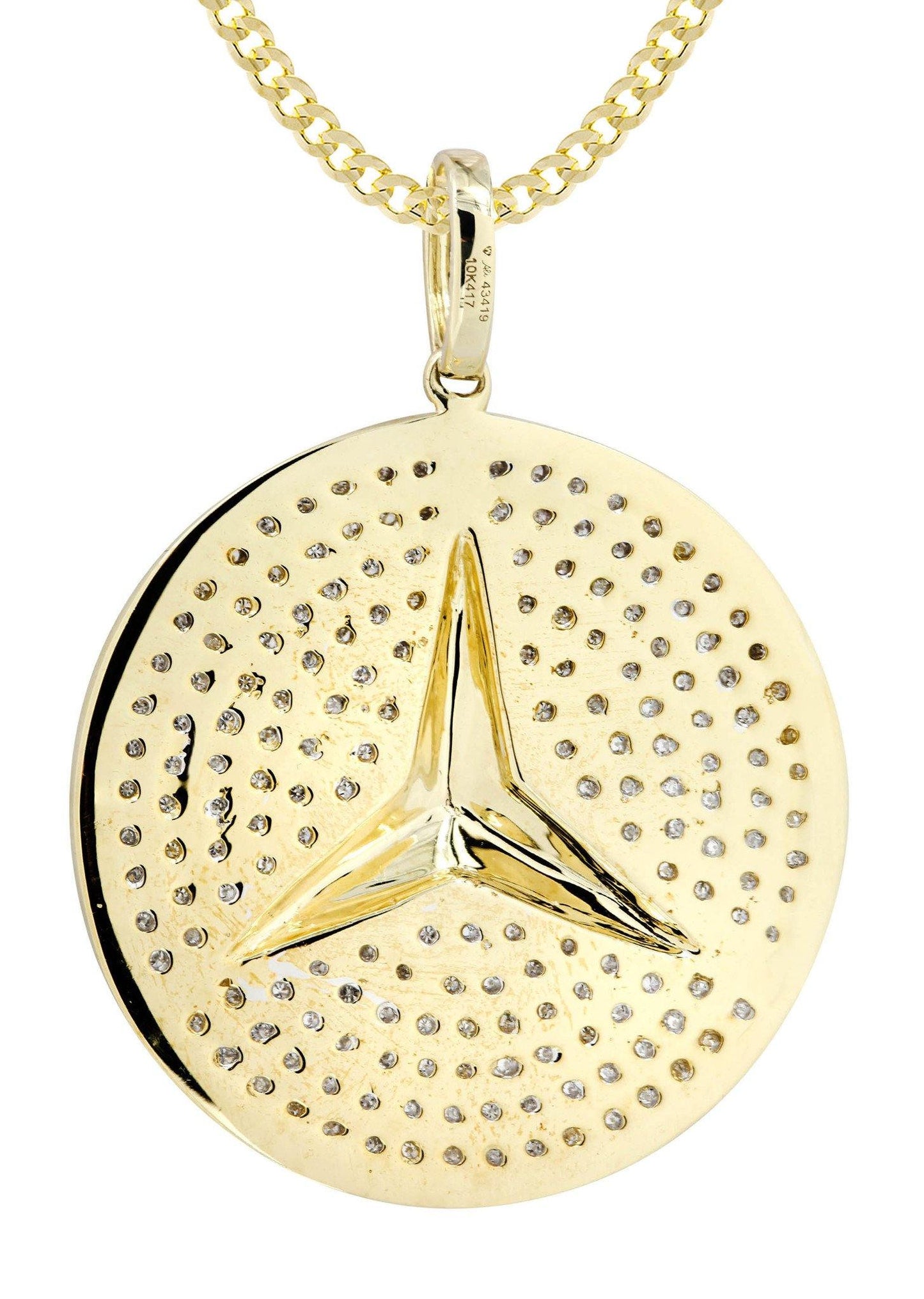 10K Yellow Gold Circle Pendant Diamond Pendant