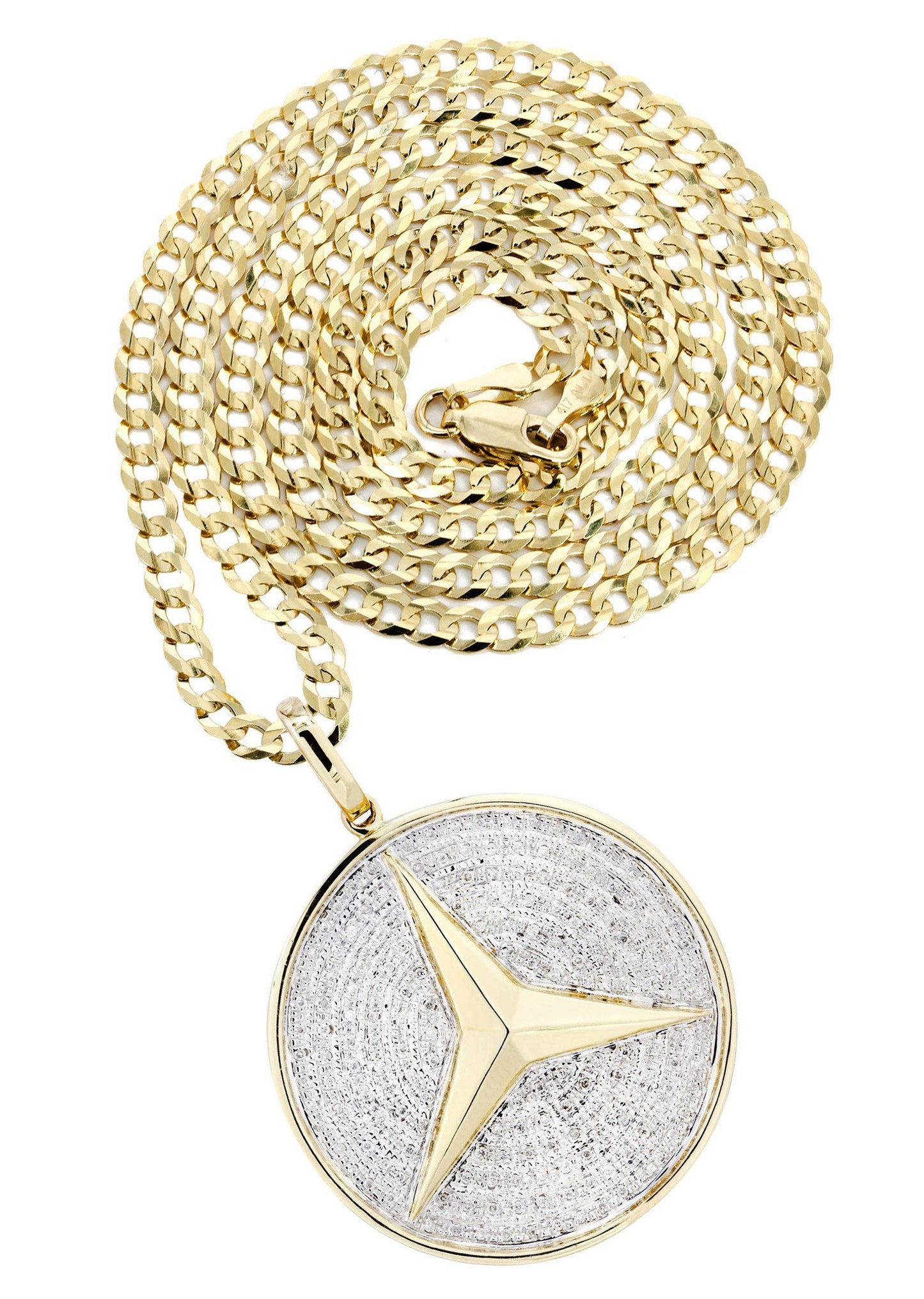 10K Yellow Gold Circle Pendant Diamond Pendant