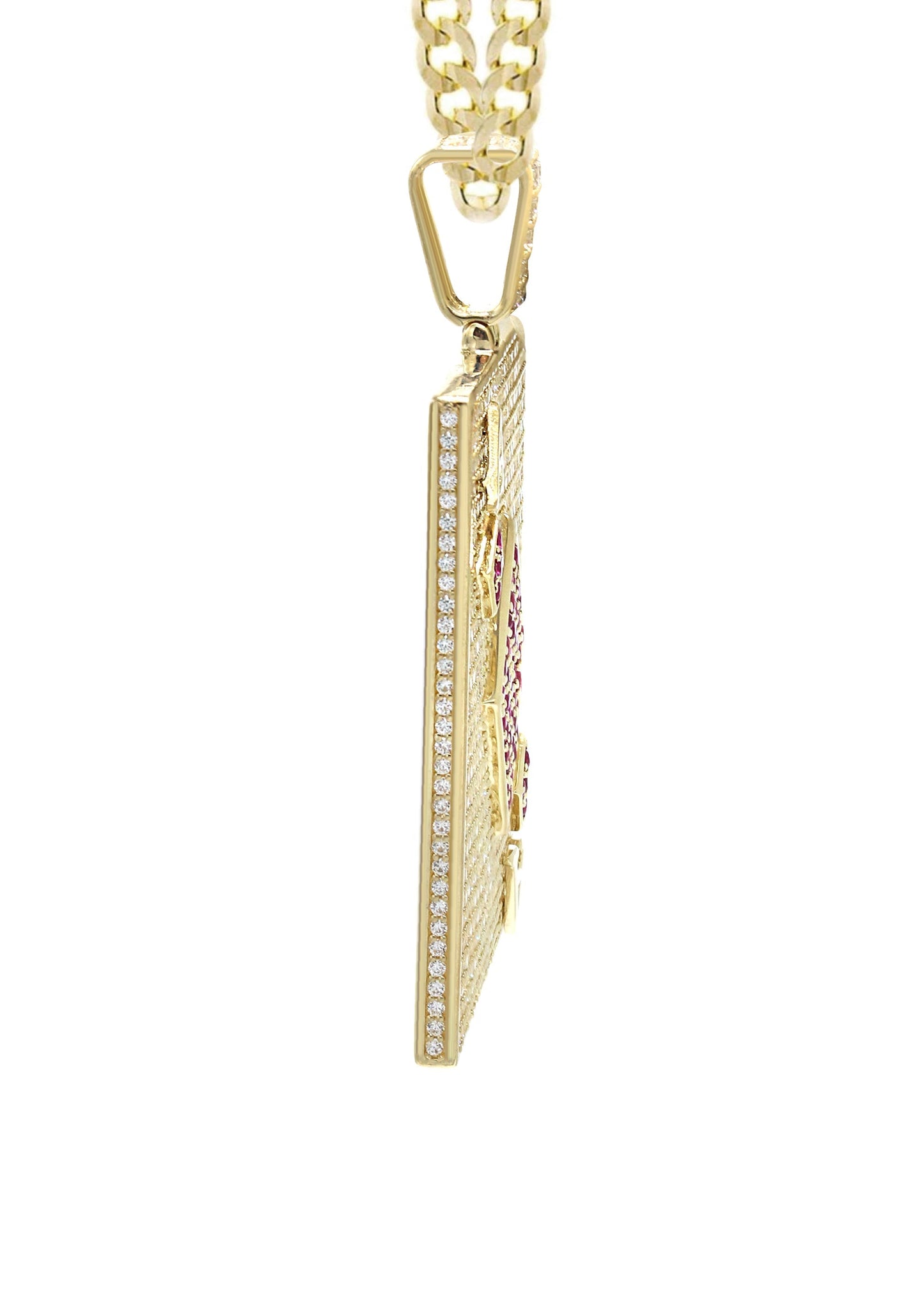 10K Yellow Gold Chain & Cz Ace Of Spades Pendant