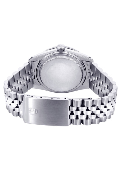 Diamond Gold Rolex Watch For Men 16200 | 36Mm | Rainbow Sapphire Bezel | Pink Flower Diamond Dial | Jubilee Band