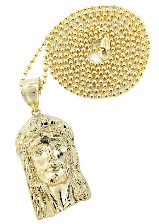 10K Yellow Gold Dog Tag Chain &  Jesus Piece Chain - The Diamond Traphouse