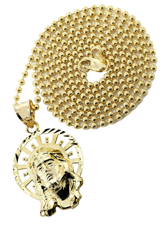 10K Yellow Gold Dog Tag Chain & Jesus Piece Chain - The Diamond Traphouse