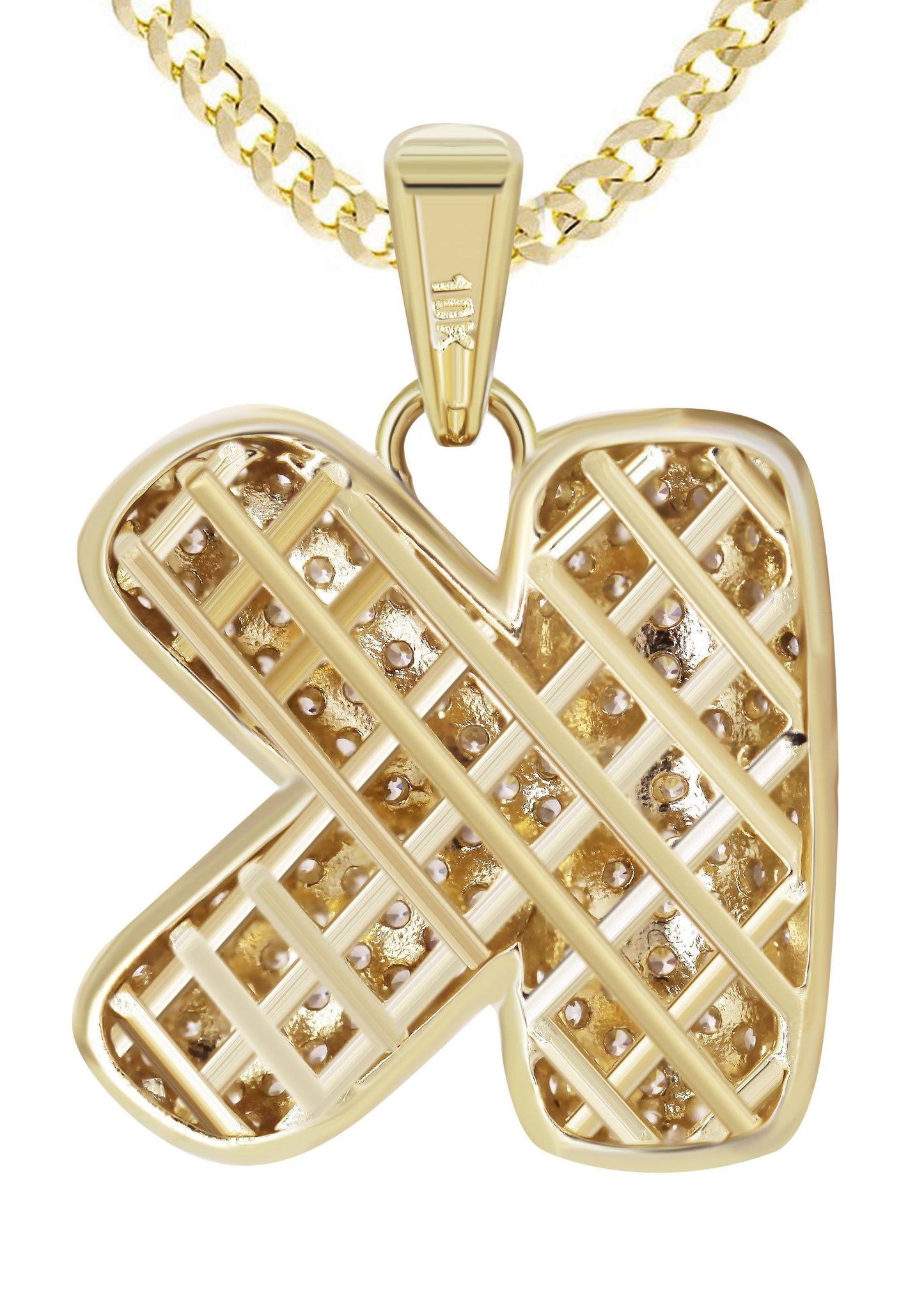 10K Yellow Gold Bubble Letter "K" CZ Pendant | Appx. 2.6 Grams