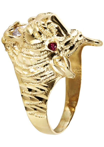 10K Yellow Gold Tiger style Mens Ring.