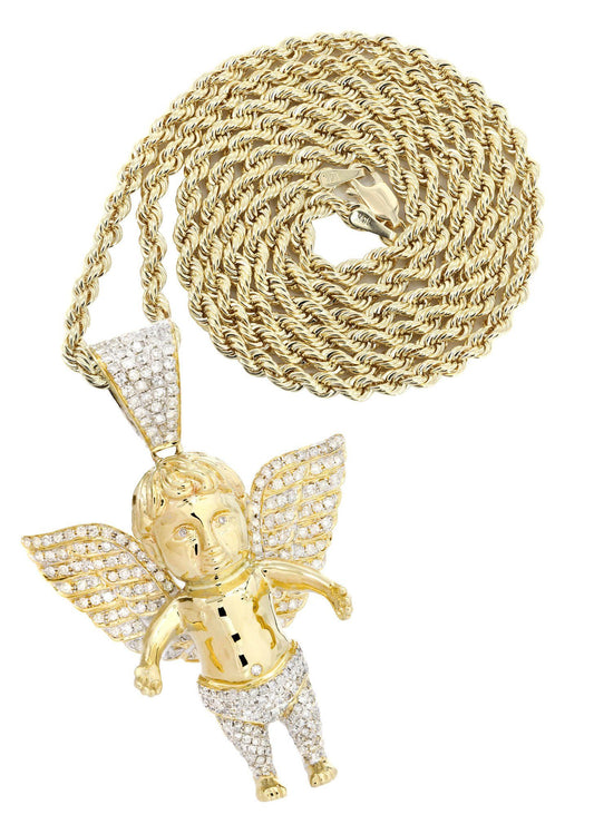 10K Yellow Gold Angel Diamond Pendant