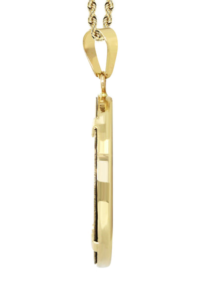 14K Yellow Gold Round Picture Pendant