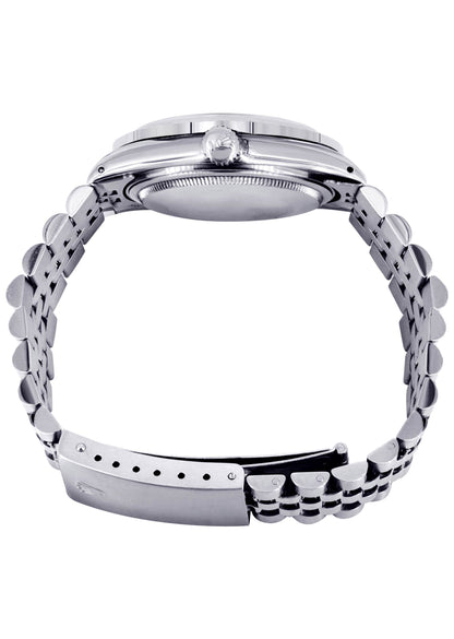 Diamond Gold Rolex Watch For Men 16200 | 36Mm | Rainbow Sapphire Bezel | Pink Flower Diamond Dial | Jubilee Band